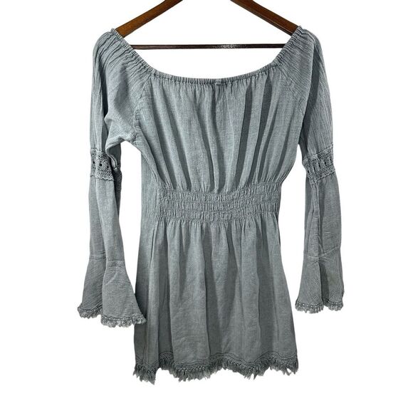 Bianca Cotton Dress, Blue, Size M - Flared‎ Sleeves, Versatile & Stylish - Picture 2 of 8